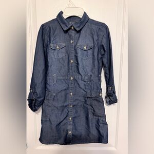 Girl Chillpop Denim Button-Up Shirt Dress Sz 14/16 pockets blue no belt